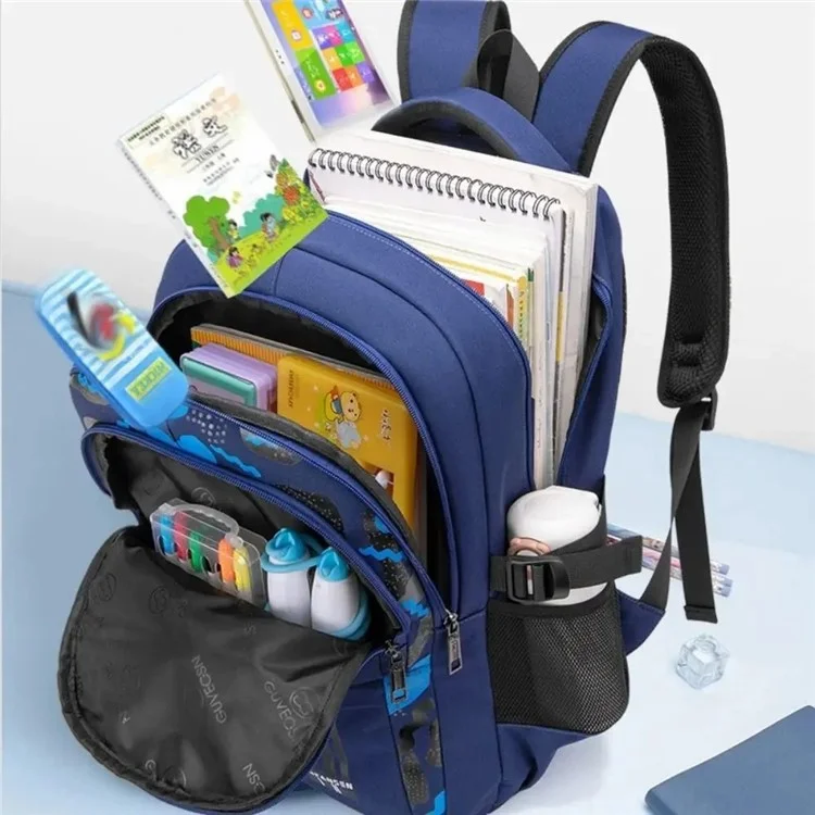 Waterproof Kids Backpack Astronaut Pattern Children School Bag for Boys, Size L - Sapphire
