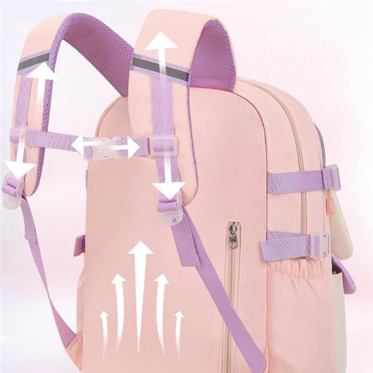 Kawaii 3d Cartoon Bunny Sequin Design Mochila Para Niñas Para la Escuela de Libros Para Niños, Tamaño L - Rosa