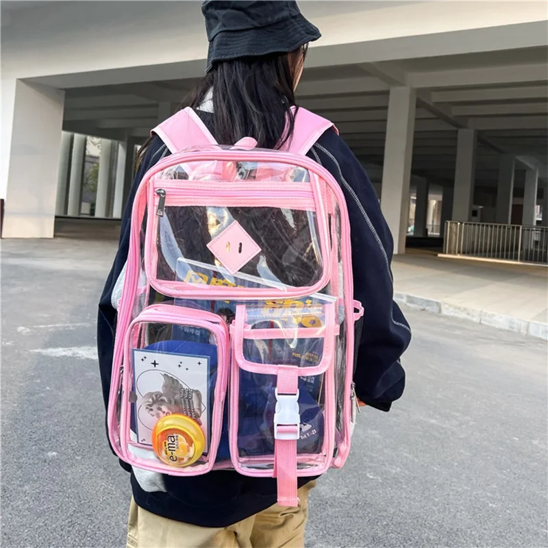 Veja Através da Mochila Para Escolar - Rosa