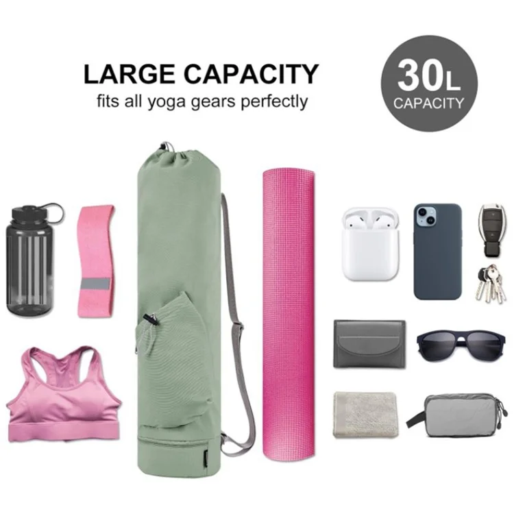 30L Large Capacity Portable Yoga Mat Storage Bag with Bottle Pocket and Wet Compartment - Green