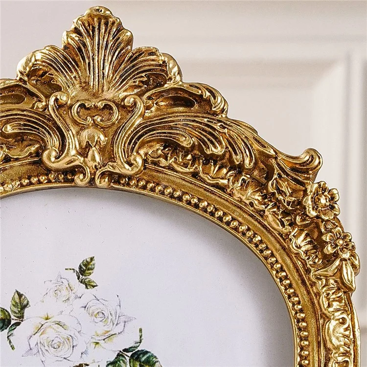7 Inch European Style Golden Arch Resin Photo Frame for Picture Display Tabletop Decoration