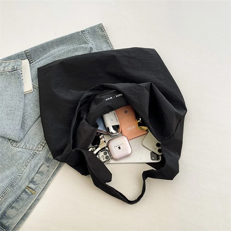 Student Underarm Bag Large Cloth Shoulder Bag Daypack Purse Handbag - Schwarz
