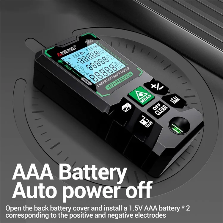 ANENG G50 Misuratore laser portatile 50m Gamma di misurazione Raggio verde Misuratore di distanza Strumento