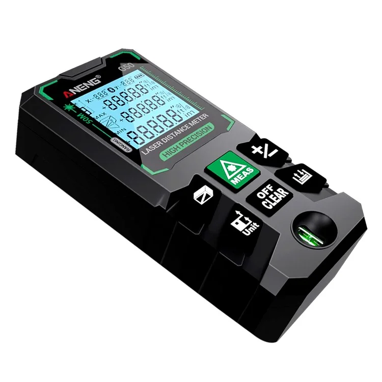 ANENG G50 Misuratore laser portatile 50m Gamma di misurazione Raggio verde Misuratore di distanza Strumento