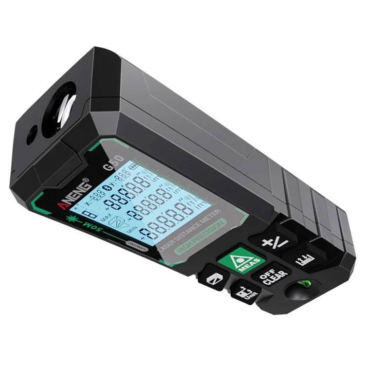 ANENG G50 Misuratore laser portatile 50m Gamma di misurazione Raggio verde Misuratore di distanza Strumento