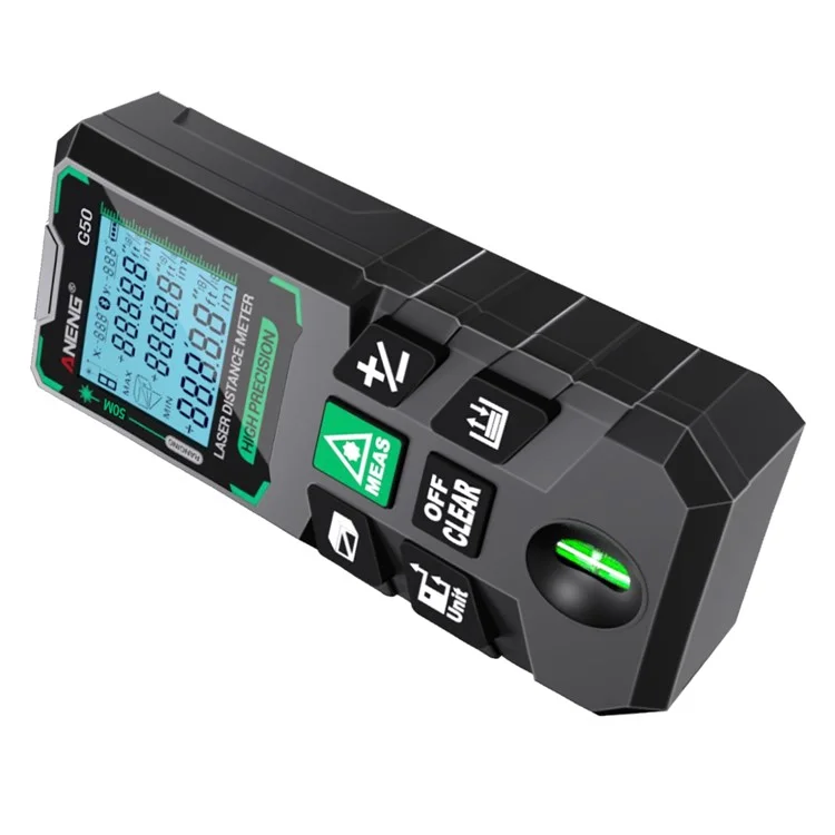 ANENG G50 Misuratore laser portatile 50m Gamma di misurazione Raggio verde Misuratore di distanza Strumento