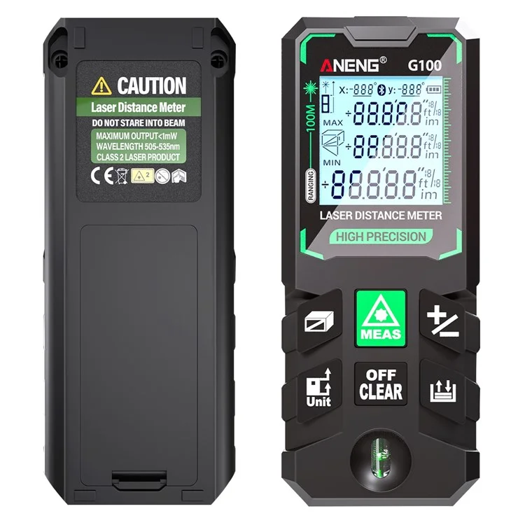 ANENG G100 Portable Handheld Laser Rangefinder 100m Measuremen Range Green Beam Laser Distance Measure Tool