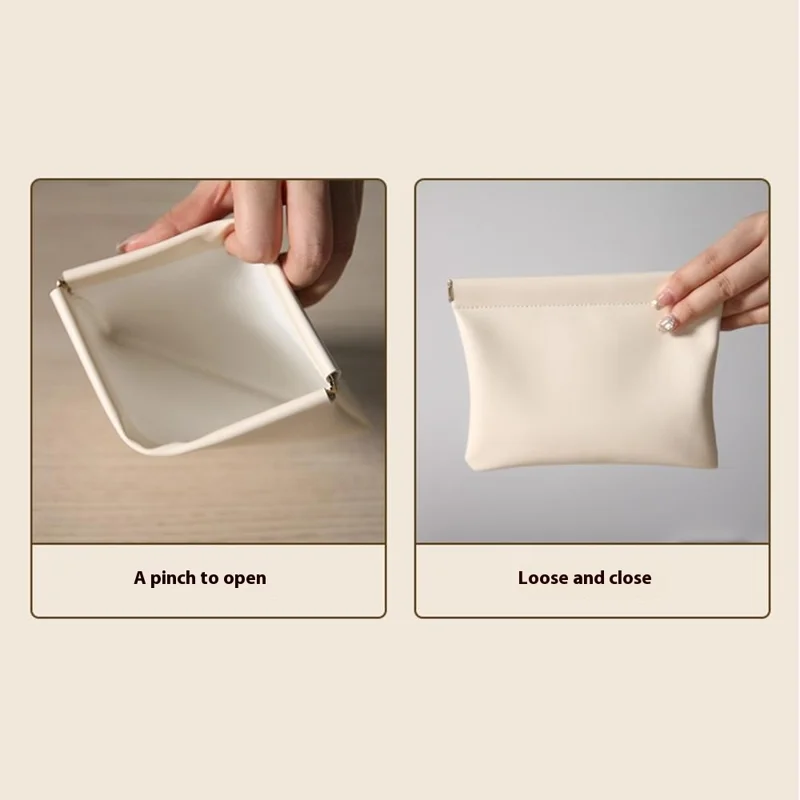 18 x 14cm Auto Closure PU Storage Pouch for Cables, Earphones, Chargers, and Lipstick (Size: XL) - Apricot