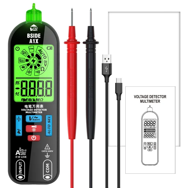 BSIDE A1X Handheld Digital Multimeter Electric Test Pen Professional Voltage Resistance Diode Tester