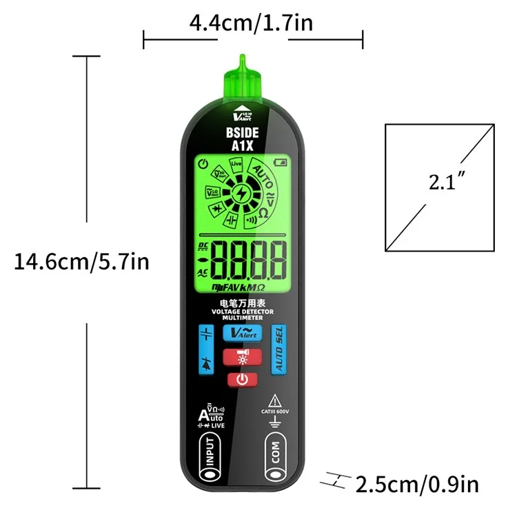 BSIDE A1X Handheld Digital Multimeter Electric Test Pen Professional Voltage Resistance Diode Tester