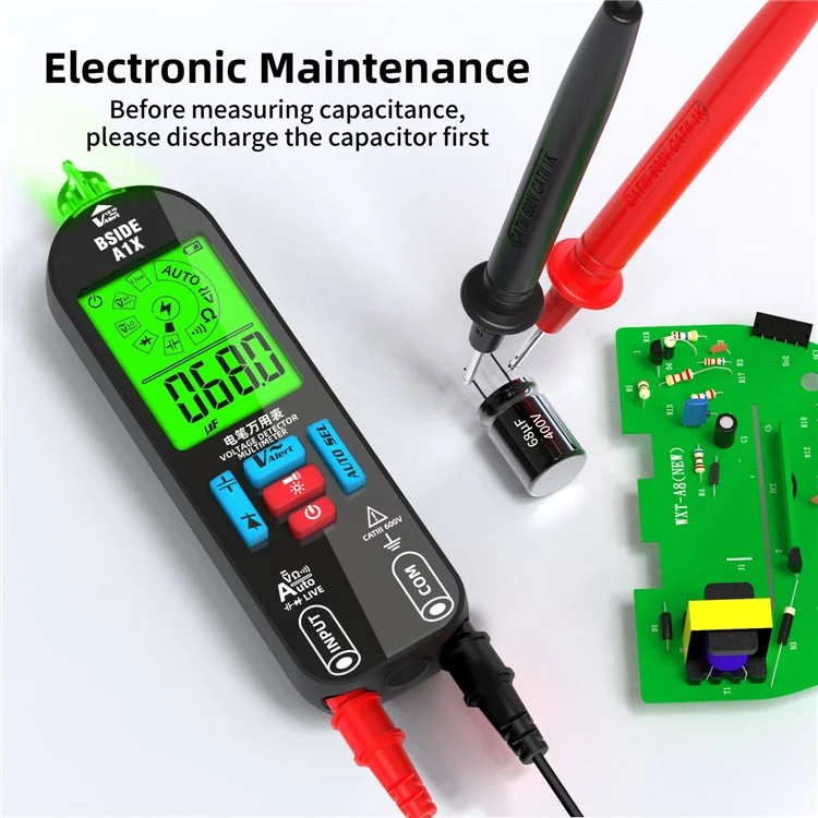 BSIDE A1X Handheld Digital Multimeter Electric Test Pen Professional Voltage Resistance Diode Tester