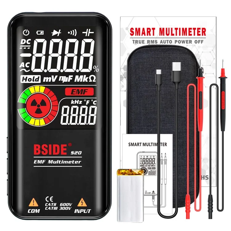 BSIDE S20 EMF Meter Electromagnetic Radiation Detector 9999 Counts Auto Range Multimeter
