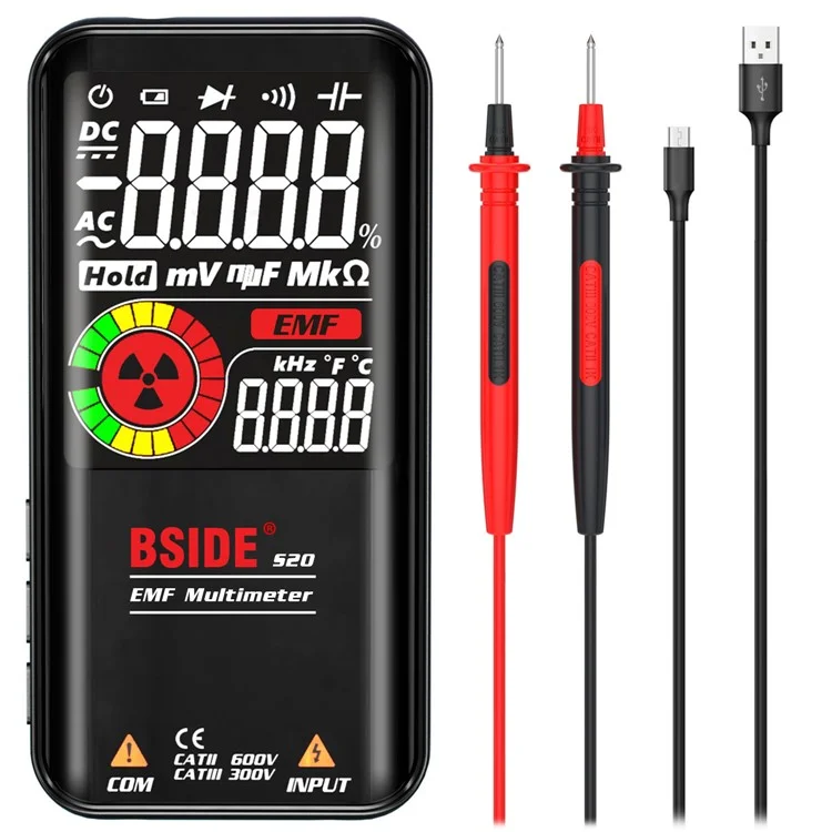 BSIDE S20 EMF Meter Electromagnetic Radiation Detector 9999 Counts Auto Range Multimeter