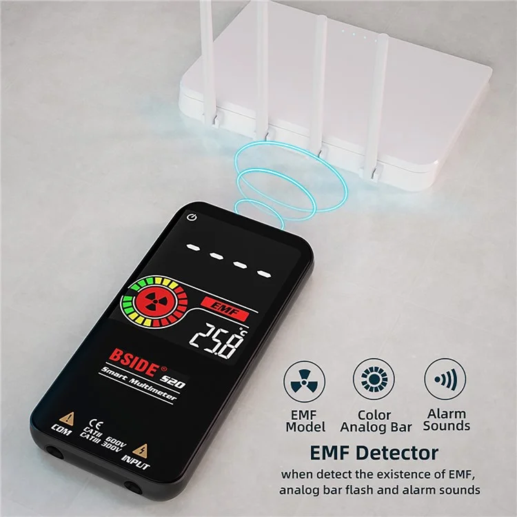 BSIDE S20 EMF Meter Electromagnetic Radiation Detector 9999 Counts Auto Range Multimeter