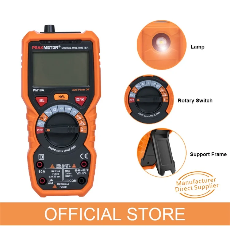 PEAKMETER PM18A Multimeter High-Precision Fully Automatic Digital Display Electrician Multimeter