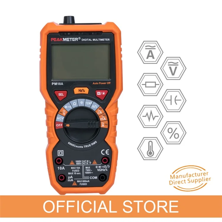 PEAKMETER PM18A Multimeter High-Precision Fully Automatic Digital Display Electrician Multimeter