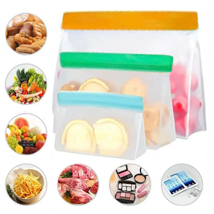 Juego de 3 bolsas de almacenamiento para refrigerador de cocina S+M+L, bolsa de sellado PEVA para mantener frescos los alimentos (sin BPA, sin certificación FDA)