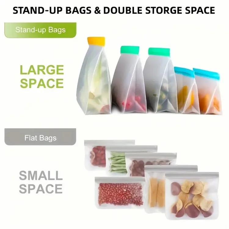 Juego de 3 bolsas de almacenamiento para refrigerador de cocina S+M+L, bolsa de sellado PEVA para mantener frescos los alimentos (sin BPA, sin certificación FDA)