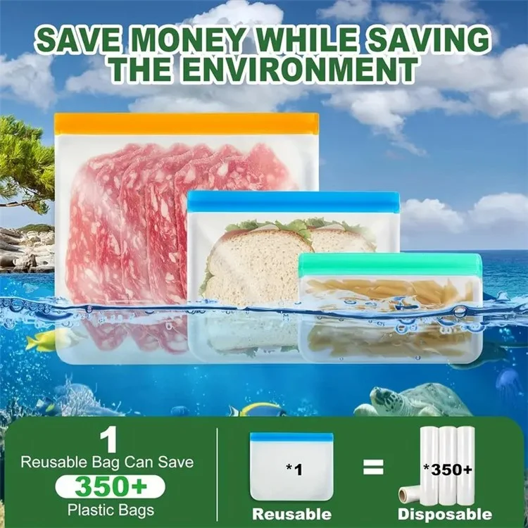 Juego de 3 bolsas de almacenamiento para refrigerador de cocina S+M+L, bolsa de sellado PEVA para mantener frescos los alimentos (sin BPA, sin certificación FDA)