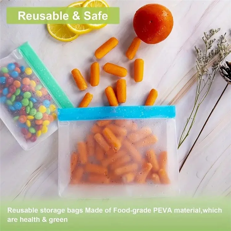 10 pièces / ensemble S+M+L Sac de rangement pour réfrigérateur de cuisine PEVA Sac d'étanchéité pour la conservation des aliments (sans BPA, sans certification FDA)
