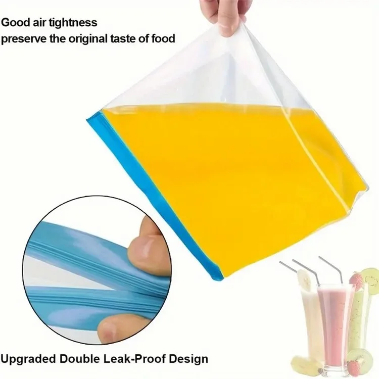 10 pièces / ensemble S+M+L Sac de rangement pour réfrigérateur de cuisine PEVA Sac d'étanchéité pour la conservation des aliments (sans BPA, sans certification FDA)
