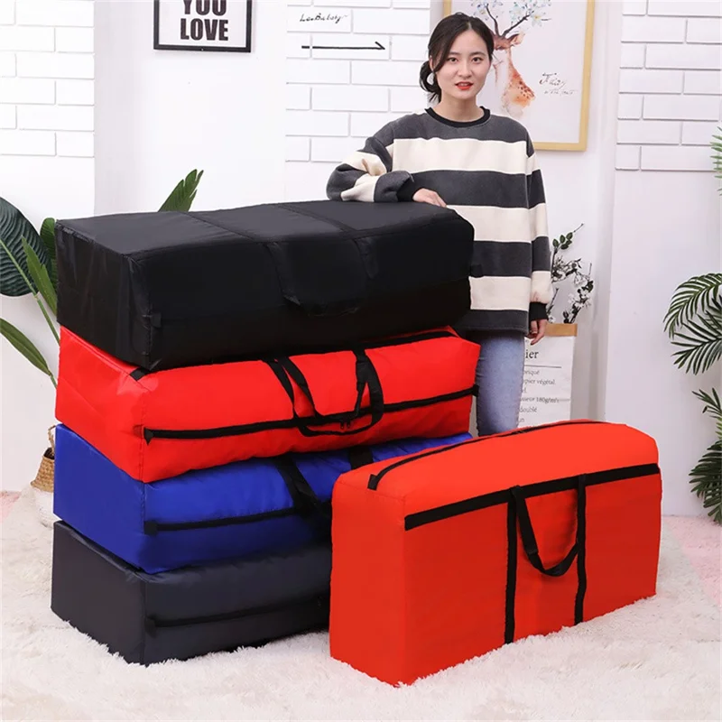 100L Oxford Cloth Moving Luggage Bag Large Capacity Moving Packing Storage Bag - Orange