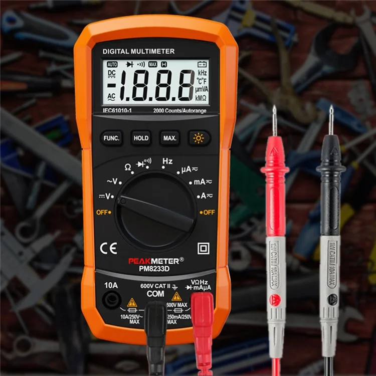Peakmeter PM8233D Multímetro Digital Hommed Medidor Universal de Alta Precisión