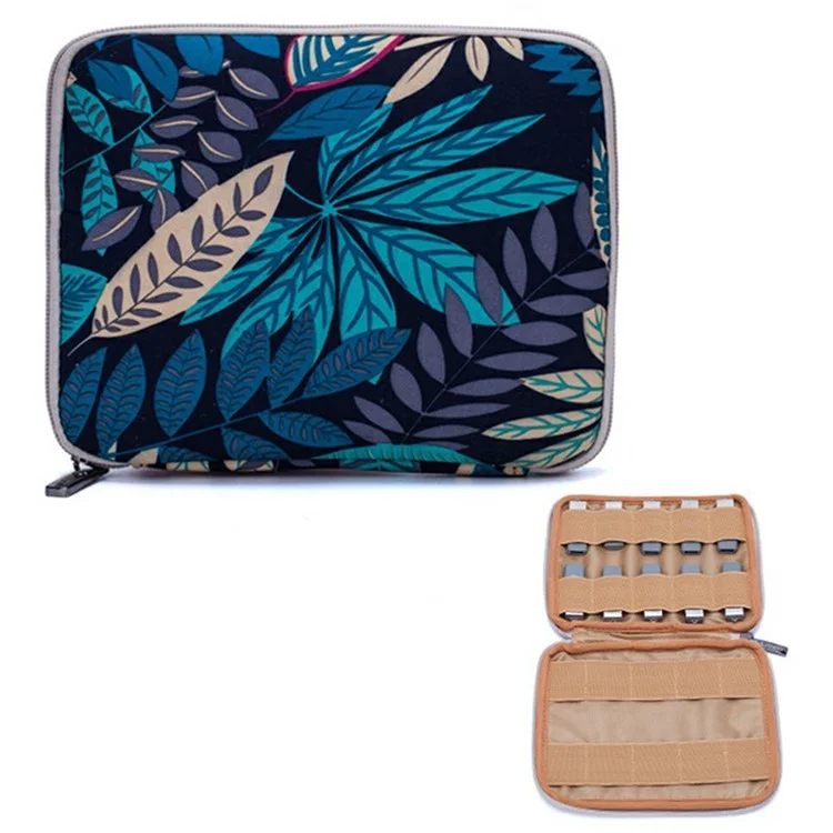 20 x 16 cm Usb-flash-laufwerkspeicherbeutel 20-grid-u-disk-reißverschlussbeutel - Farbenfrohe Blätter / Blauer Boden