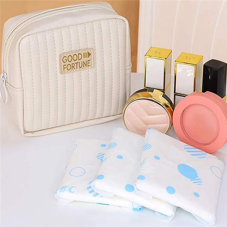 W6 Bague de Almacenamiento de Capas Sanitarias W6 PU Bolsa de Almacenamiento de Lápices Labiales Impermeables de Cuero PU - Rosa
