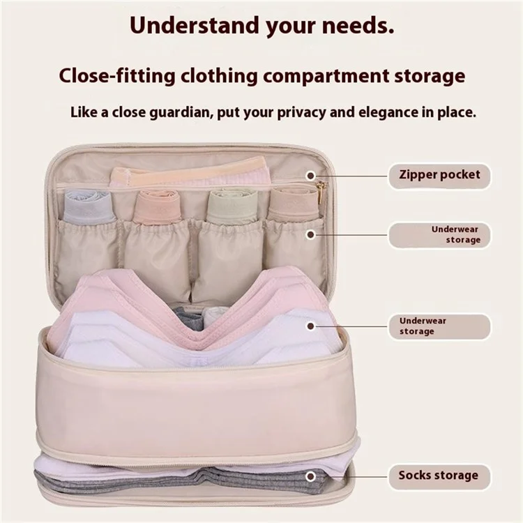 1006 Double-layer Underwear Storage Bag Portable Bra Socks Underpants Organizing Storage Bag - Pink