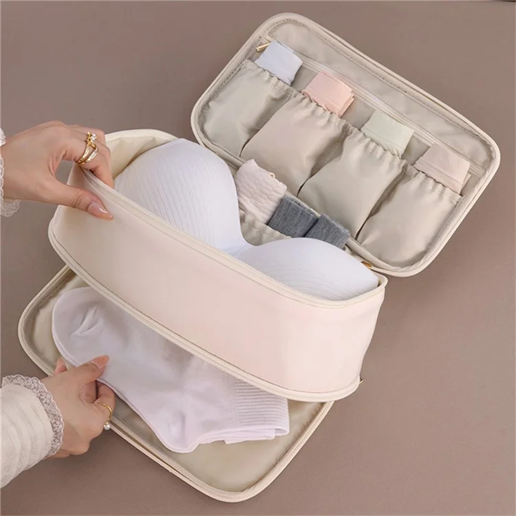 1006 Double-layer Underwear Storage Bag Portable Bra Socks Underpants Organizing Storage Bag - Pink