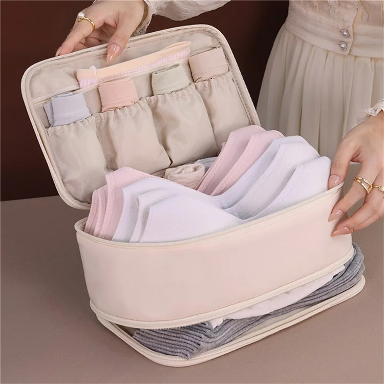 1006 Double-layer Underwear Storage Bag Portable Bra Socks Underpants Organizing Storage Bag - Pink