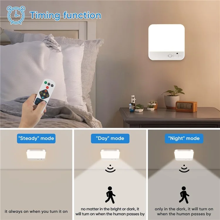 Rechargeable Motion Sensor Flush Mount Ceiling Light with Remote 3000K-6500K Adjustable Night Light for Bedroom, Kitchen