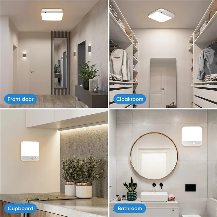 Rechargeable Motion Sensor Flush Mount Ceiling Light with Remote 3000K-6500K Adjustable Night Light for Bedroom, Kitchen