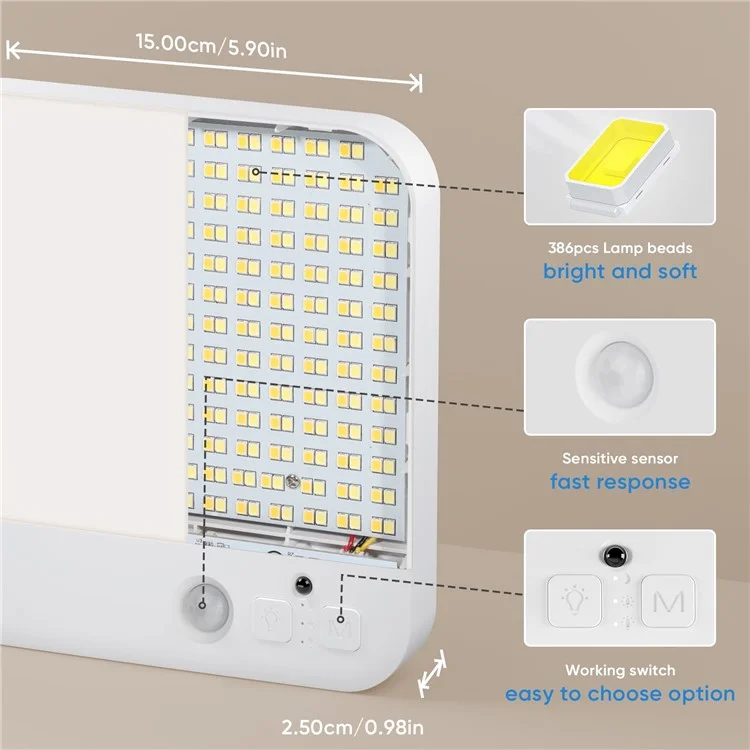 Rechargeable Motion Sensor Flush Mount Ceiling Light with Remote 3000K-6500K Adjustable Night Light for Bedroom, Kitchen