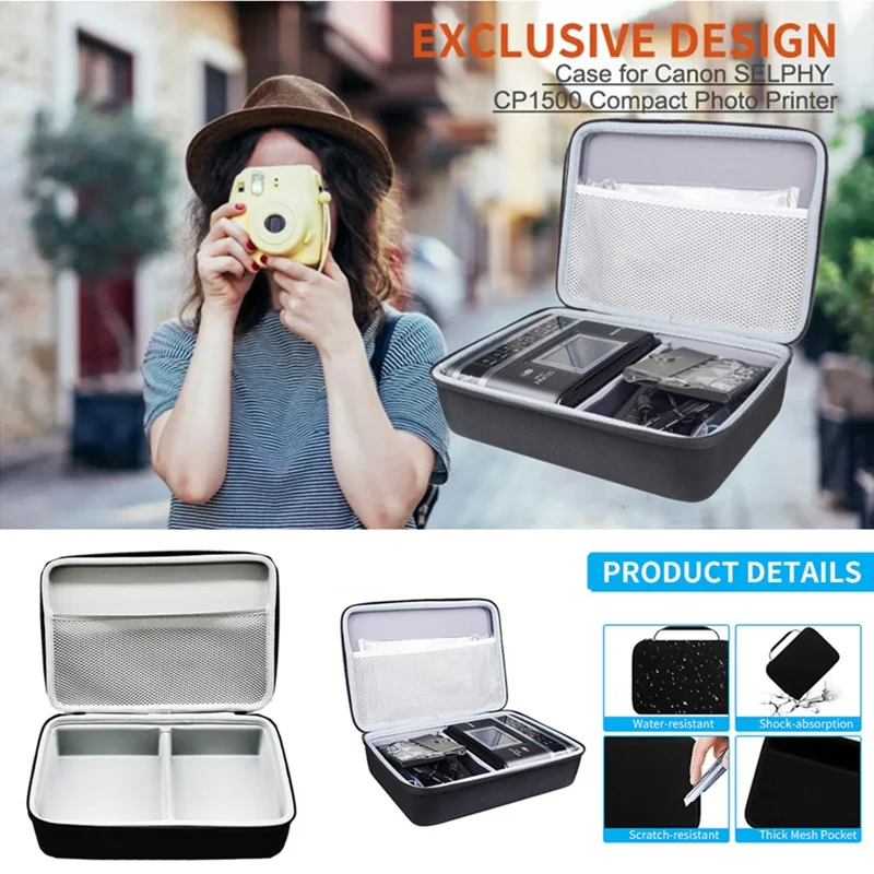 Storage Bag for Canon SELPHY CP1500 / CP1300 / CP1200 Photo Printer Nylon+EVA Hard Shell Carrying Case