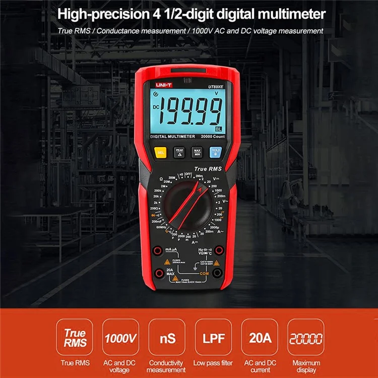 UNI-T UT89XE Digital Multimeter Professional Tester True RMS Manual Range DC AC Voltmeter Ammeter (No Battery)