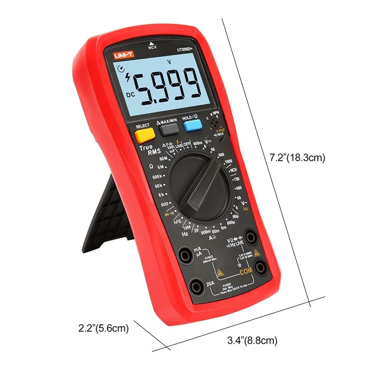 UNI-T UT890D+ Digital Multimeter 6000 Counts True RMS Measurement Tool AC DC Voltage Current Meter (No Battery)