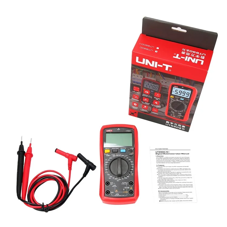 UNI-T UT890D+ Digital Multimeter 6000 Counts True RMS Measurement Tool AC DC Voltage Current Meter (No Battery)
