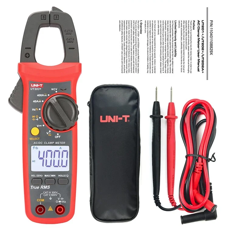 UNI-T Ut203 + Multimètre numérique 400A AC DC mesurant la fréquence, le cycle de service (sans batterie)