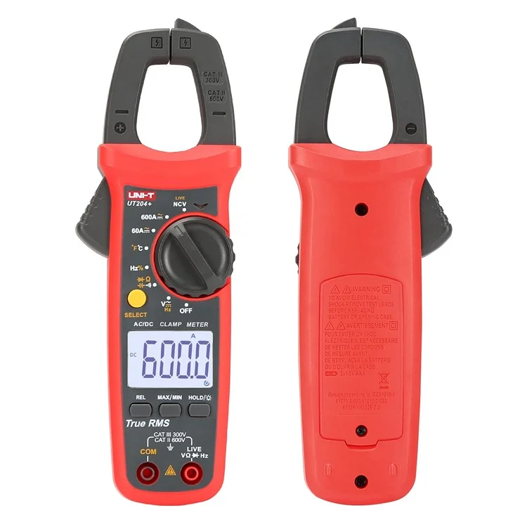 UNI-T UT204+ Digital Multimeter with Auto Range AC DC Current Clamp Meter NCV Measurement Tool (No Battery)