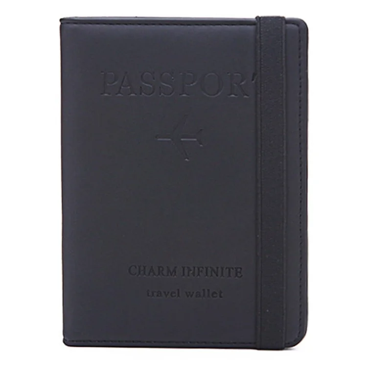 Y1643 Portable Travel RFID Blocking Passport Storage Borse PU Carte di Credito in Pelle PU Basso - Nero