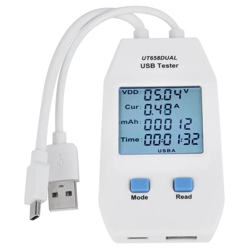 UNI-T UT658DUAL LCD USB Type C  /  Type-A Digital Tester Power Voltage Amps Meter Current Testing Tool (No Battery)