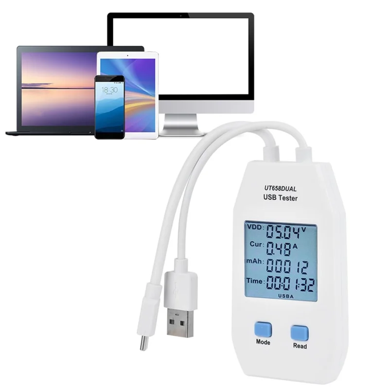 UNI-T UT658DUAL LCD USB Type C  /  Type-A Digital Tester Power Voltage Amps Meter Current Testing Tool (No Battery)