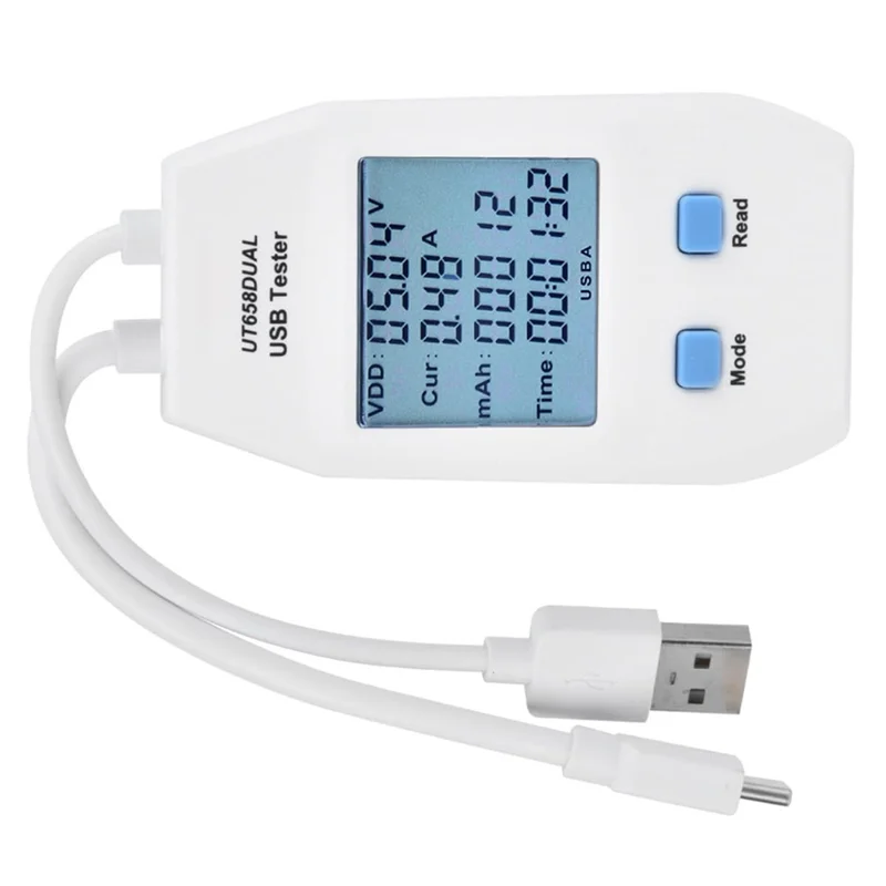 UNI-T UT658DUAL LCD USB Type C  /  Type-A Digital Tester Power Voltage Amps Meter Current Testing Tool (No Battery)