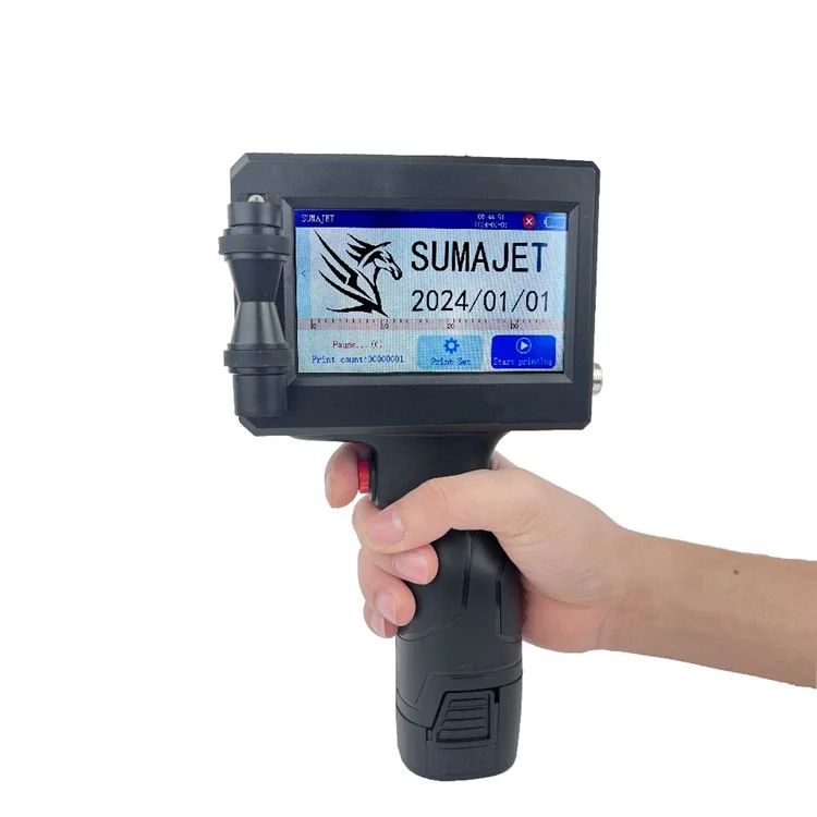Portable 12.7mm Handheld Inkjet Printer QR Barcode Batch Number Expiry Date Label Printing Machine, EU Plug