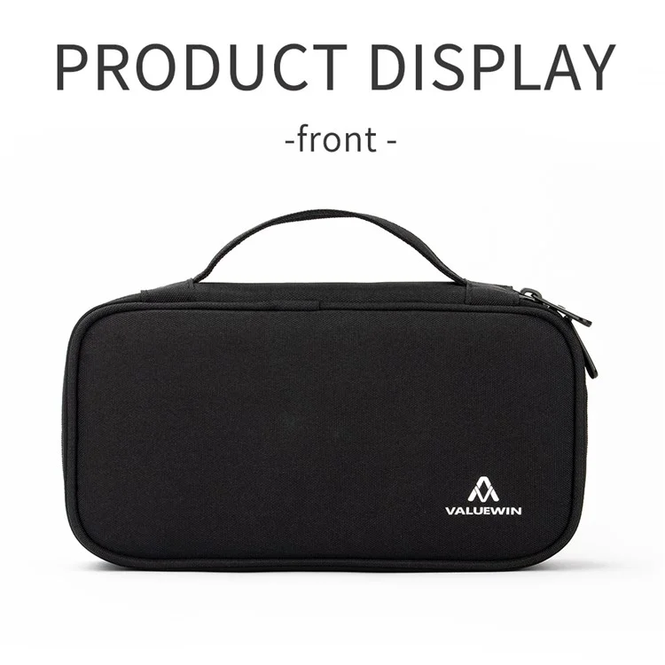 VALUEWIN MD089 Digital Accessories Pouch Data Cable Power Bank Storage Case Phone Mouse Carrying Bag, Size: S - Black