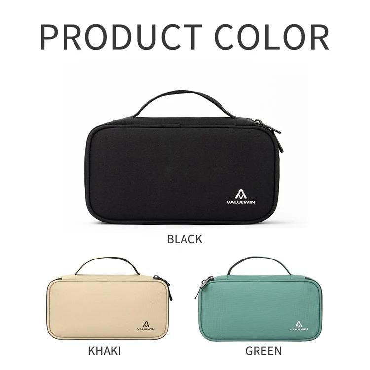 VALUEWIN MD089 Digital Accessories Pouch Data Cable Power Bank Storage Case Phone Mouse Carrying Bag, Size: S - Black