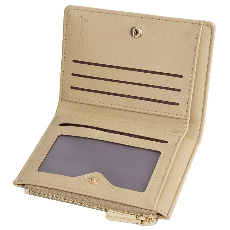 BAELLERRY N5121 Carteira Curta Dobrada Feminina com Textura Trançada em Couro PU e Bolso para Moedas - Damasco