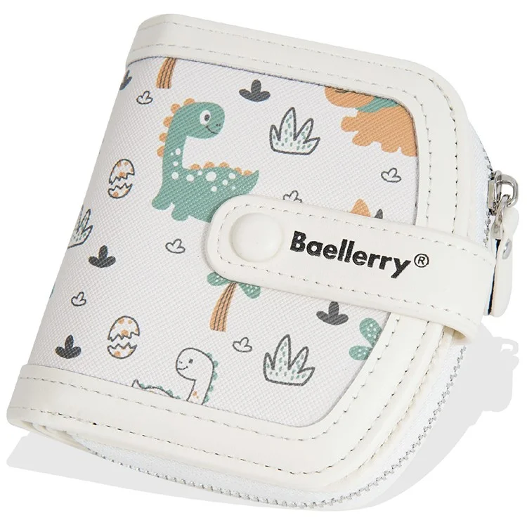 BAELLERRY N1924 Carteira portátil com estampa fofa de dinossauro em couro PU - Bege